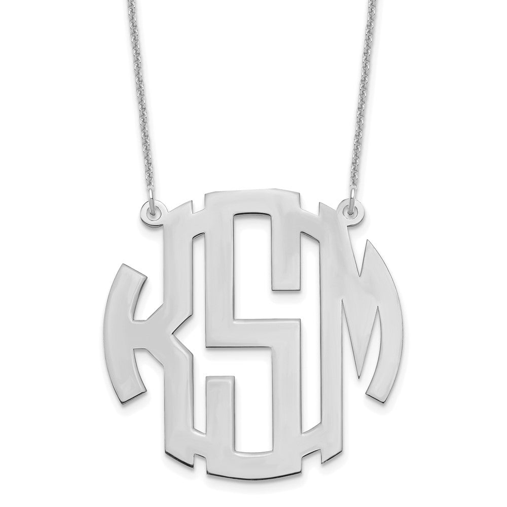 14K Weißgold Rund Monogramm Halskette