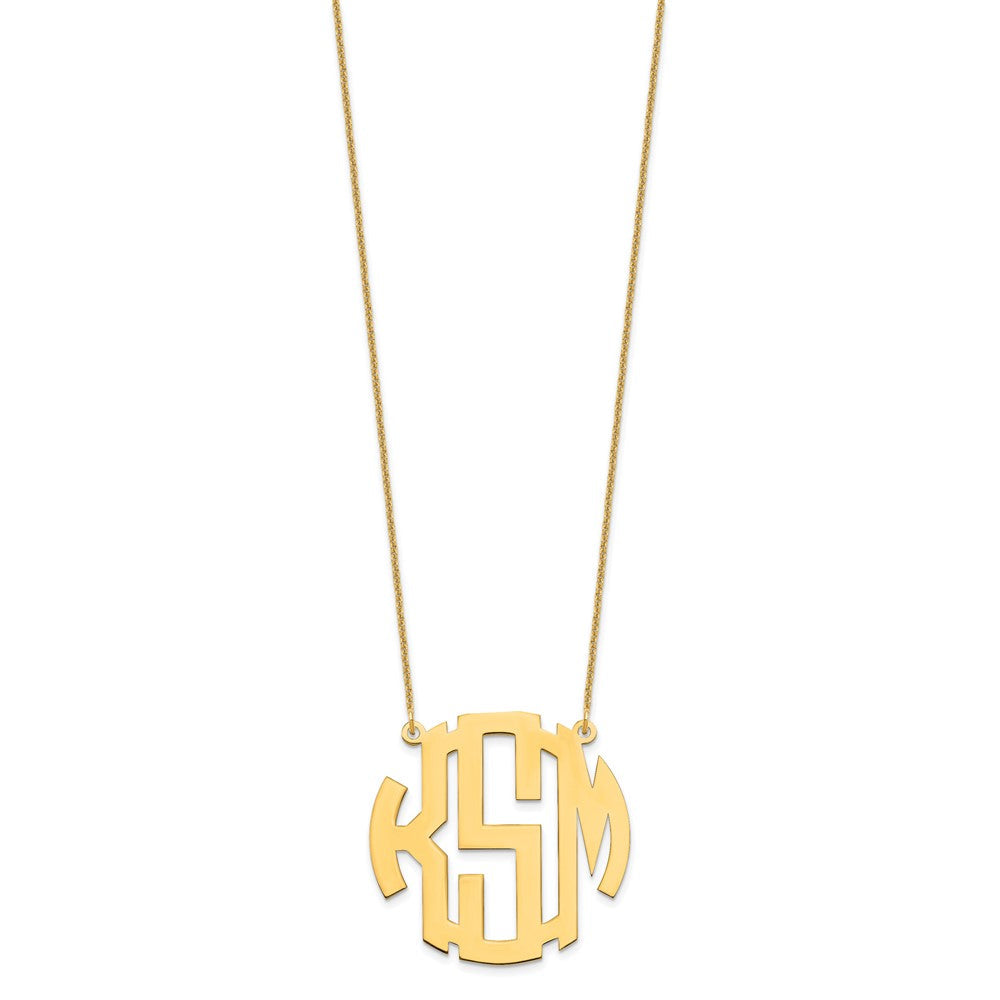 14K Gelbgold Rund Monogramm Halskette