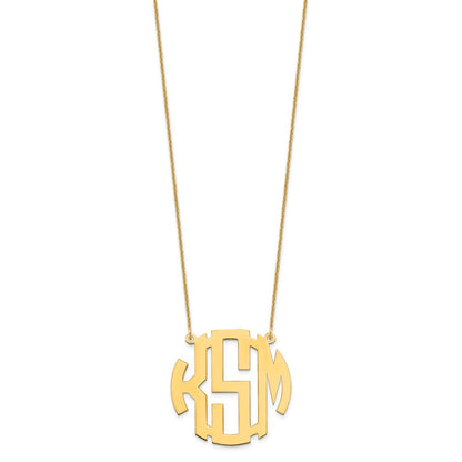 14K Gelbgold Rund Monogramm Halskette