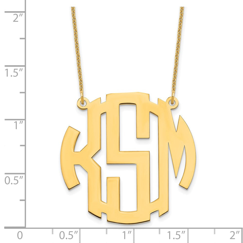 14K Gelbgold Rund Monogramm Halskette