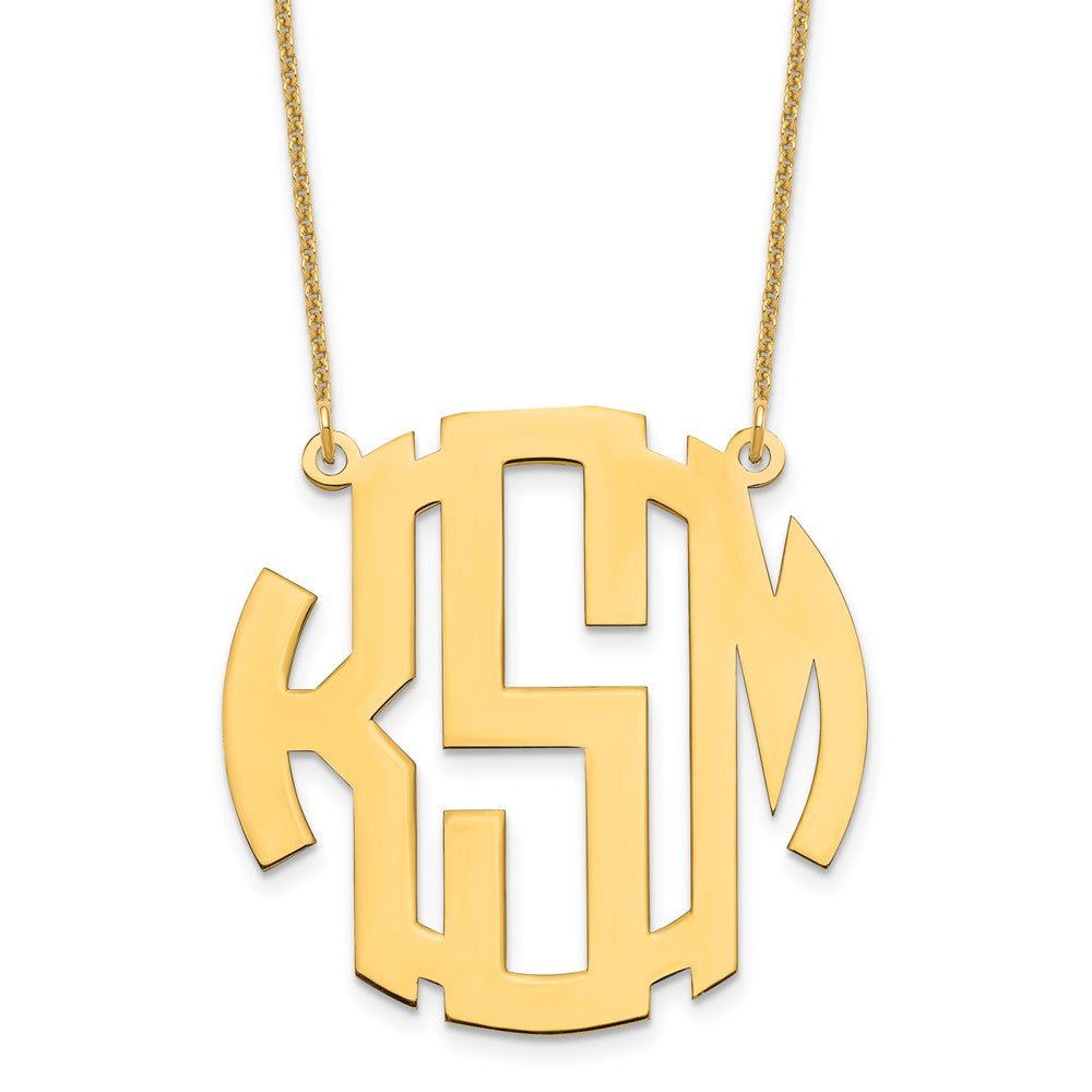 14K Gelbgold Rund Monogramm Halskette