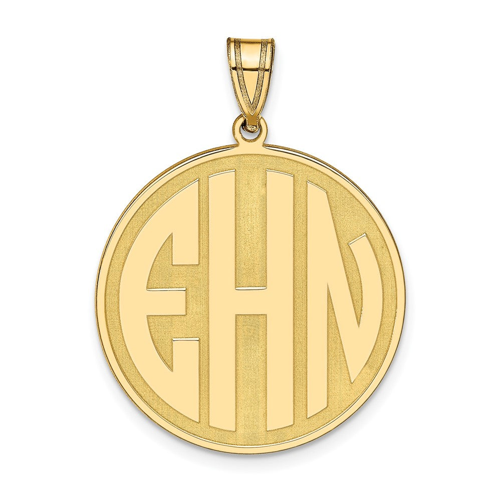 14K Gelbgold Rund Block Buchstabe Monogramm Anhänger