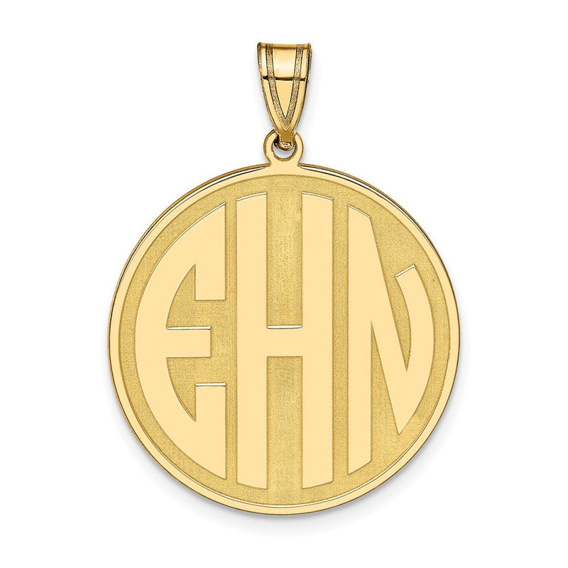 14K Gelbgold Rund Block Buchstabe Monogramm Anhänger