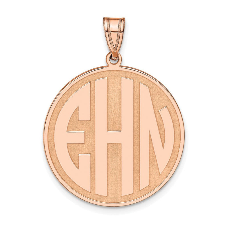 14K Roségold Rund Block Buchstabe Monogramm Anhänger
