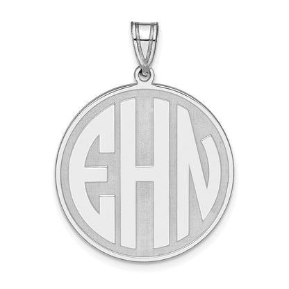 14K Weißgold Rund Block Buchstabe Monogramm Anhänger