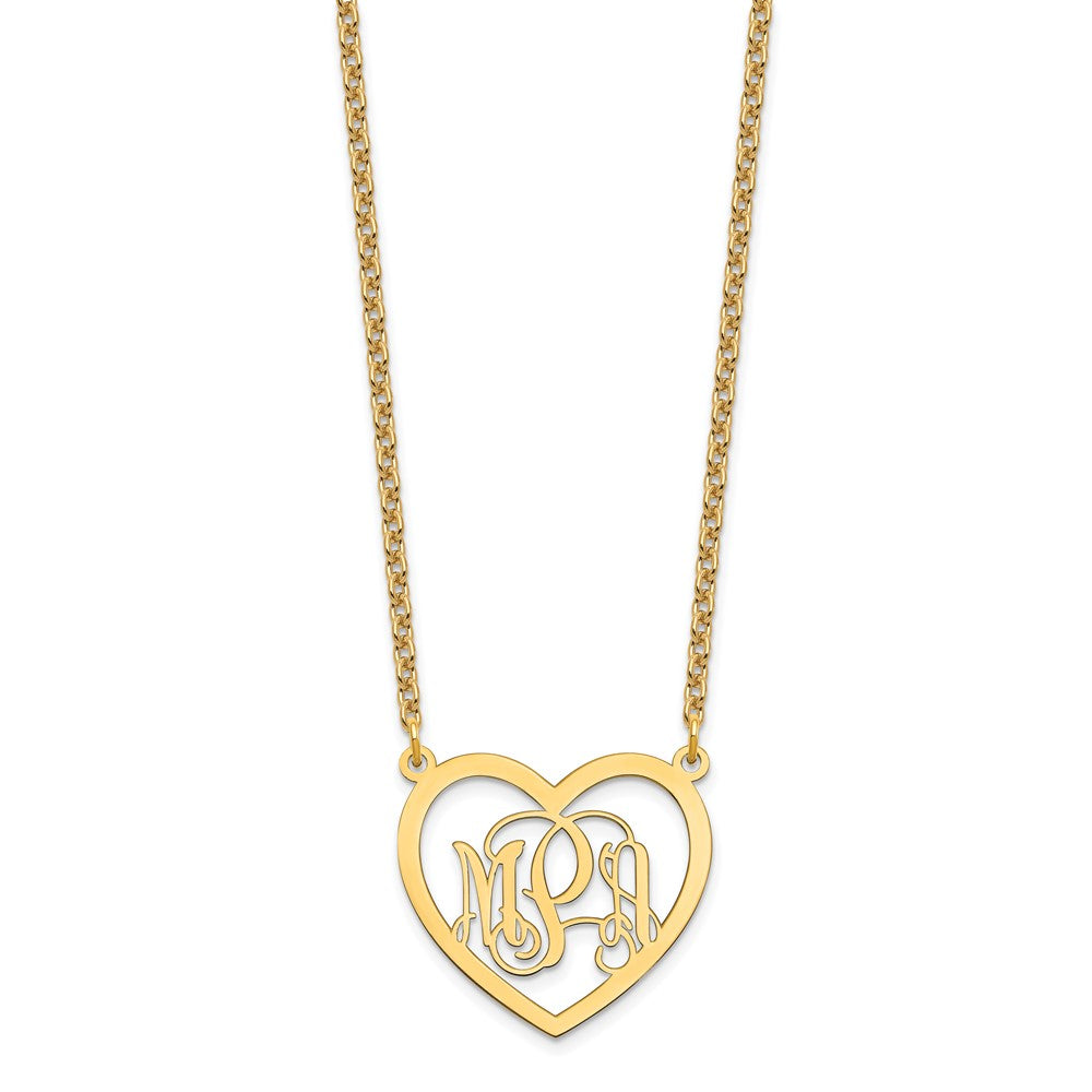 Vergoldet Sterlingsilber /gold Monogramm Herz Halskette