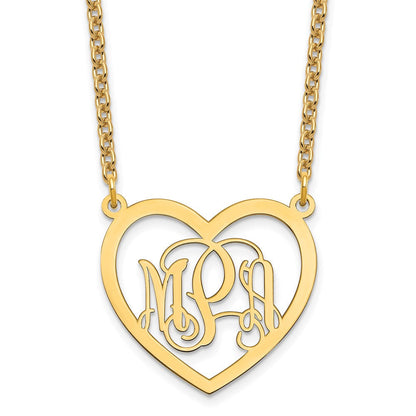 Vergoldet Sterlingsilber /gold Monogramm Herz Halskette