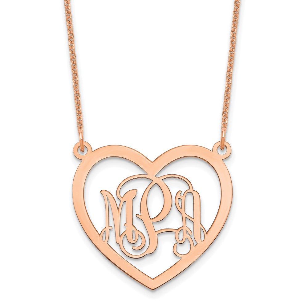 14K Roségold Monogramm Herz Halskette