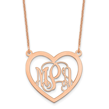 14K Roségold Monogramm Herz Halskette