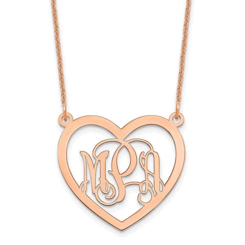 14K Roségold Monogramm Herz Halskette