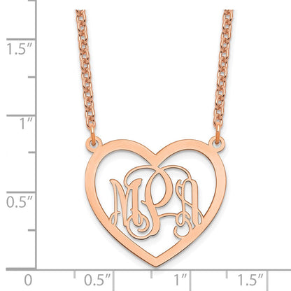 Roségoldbeschichtet Sterlingsilber /rose Monogramm Herz Halskette