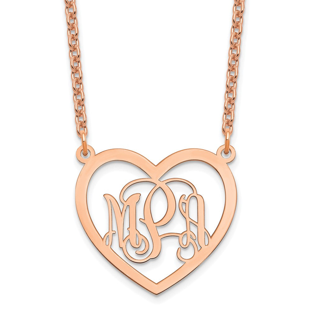 Roségoldbeschichtet Sterlingsilber /rose Monogramm Herz Halskette