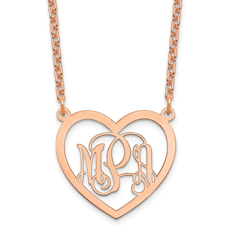 Roségoldbeschichtet Sterlingsilber /rose Monogramm Herz Halskette