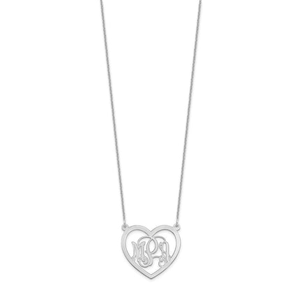 14K Weißgold Monogramm Herz Halskette