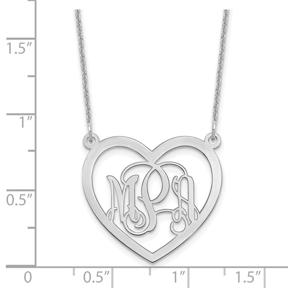 14K Weißgold Monogramm Herz Halskette