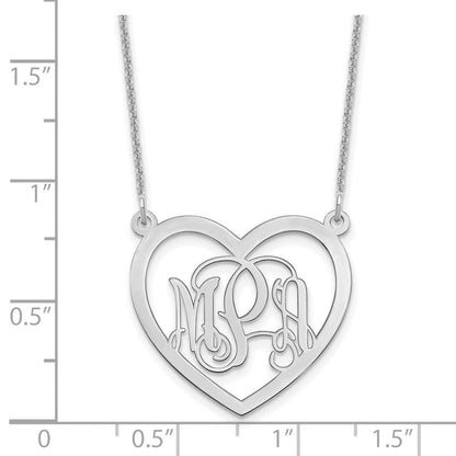 14K Weißgold Monogramm Herz Halskette