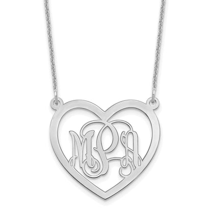 14K Weißgold Monogramm Herz Halskette