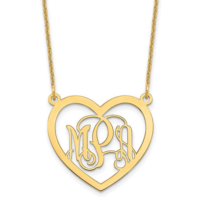 14K Gelbgold Monogramm Herz Halskette
