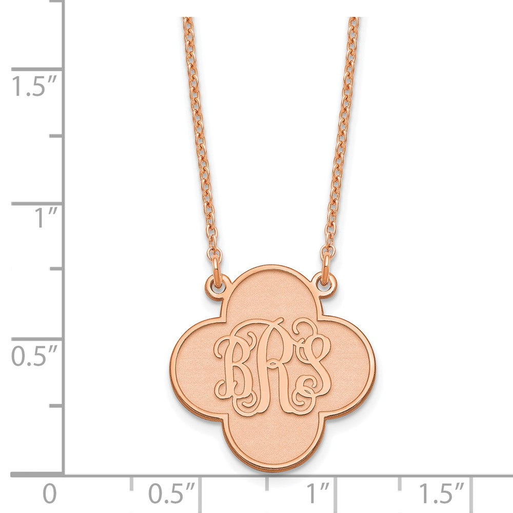 Roségoldbeschichtet Sterlingsilber /rose Klee Monogramm Halskette