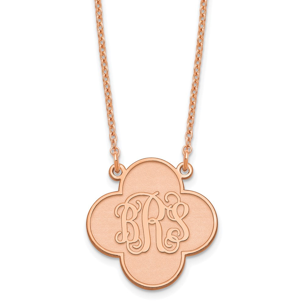 Roségoldbeschichtet Sterlingsilber /rose Klee Monogramm Halskette