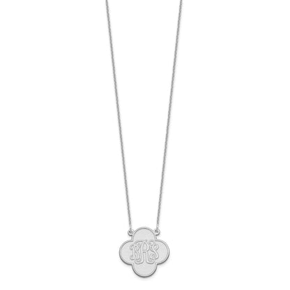 14K Weißgold Klee Monogramm Halskette
