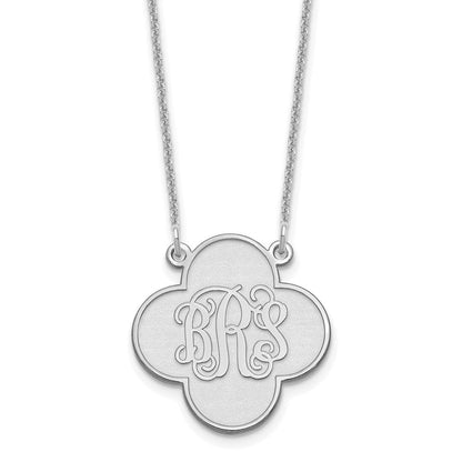 14K Weißgold Klee Monogramm Halskette