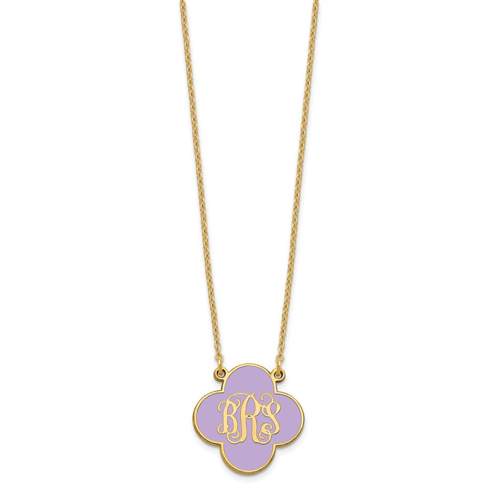 Vergoldet Sterlingsilber /gold Klee Monogramm Epoxid Halskette