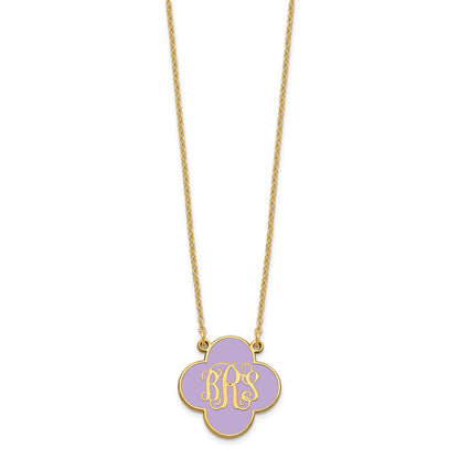Vergoldet Sterlingsilber /gold Klee Monogramm Epoxid Halskette