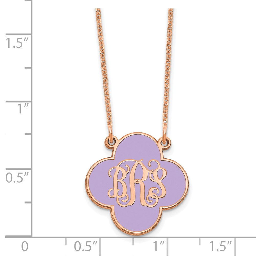 14K Roségold Klee Monogramm Epoxid Halskette