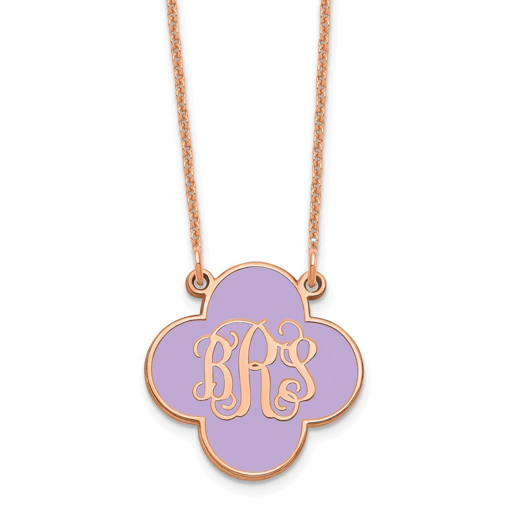14K Roségold Klee Monogramm Epoxid Halskette