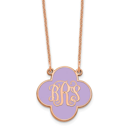 14K Roségold Klee Monogramm Epoxid Halskette