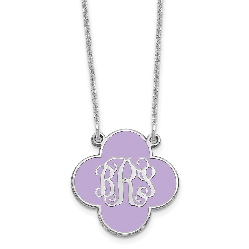 14K Weißgold Klee Monogramm Epoxid Halskette