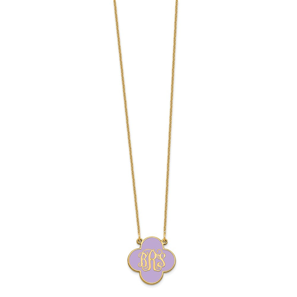 14K Gelbgold Klee Monogramm Epoxid Halskette