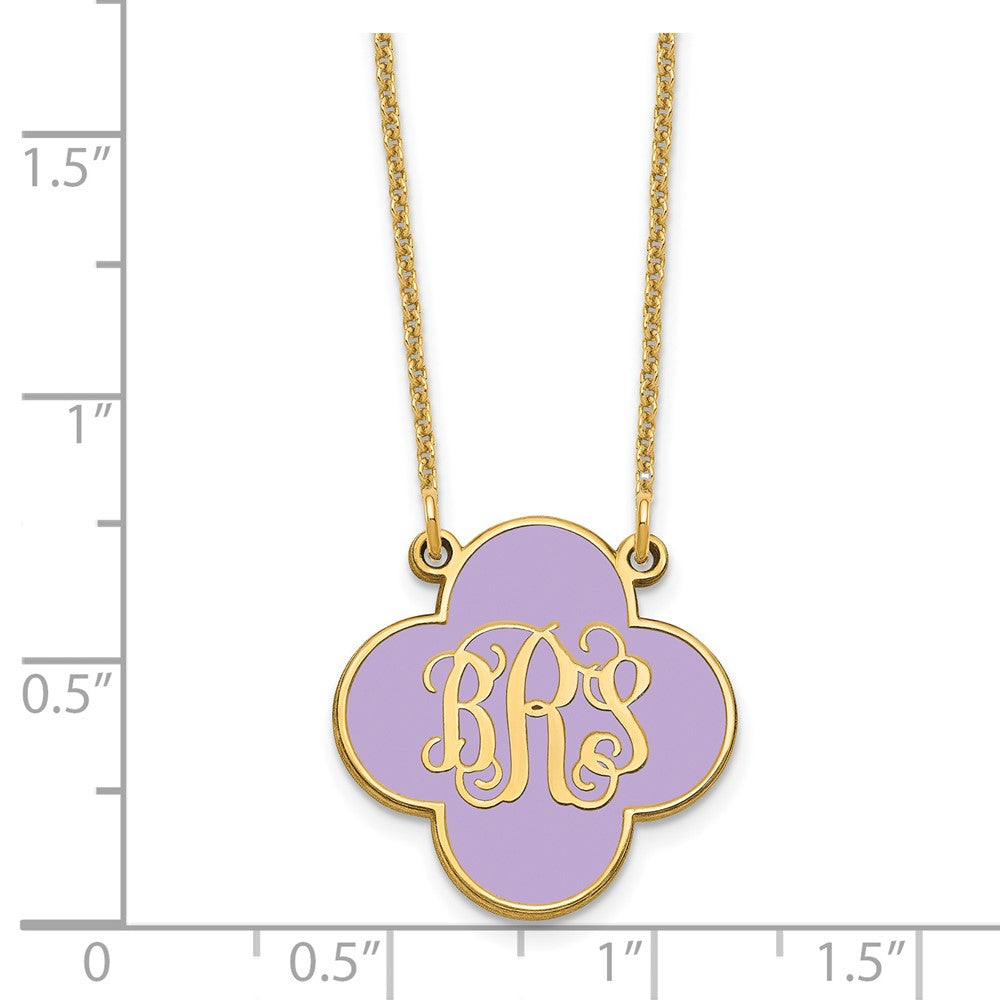 14K Gelbgold Klee Monogramm Epoxid Halskette