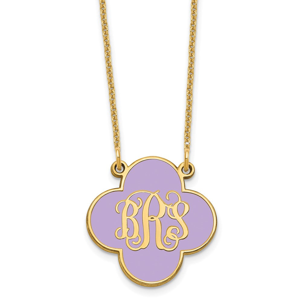 14K Gelbgold Klee Monogramm Epoxid Halskette