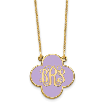 14K Gelbgold Klee Monogramm Epoxid Halskette