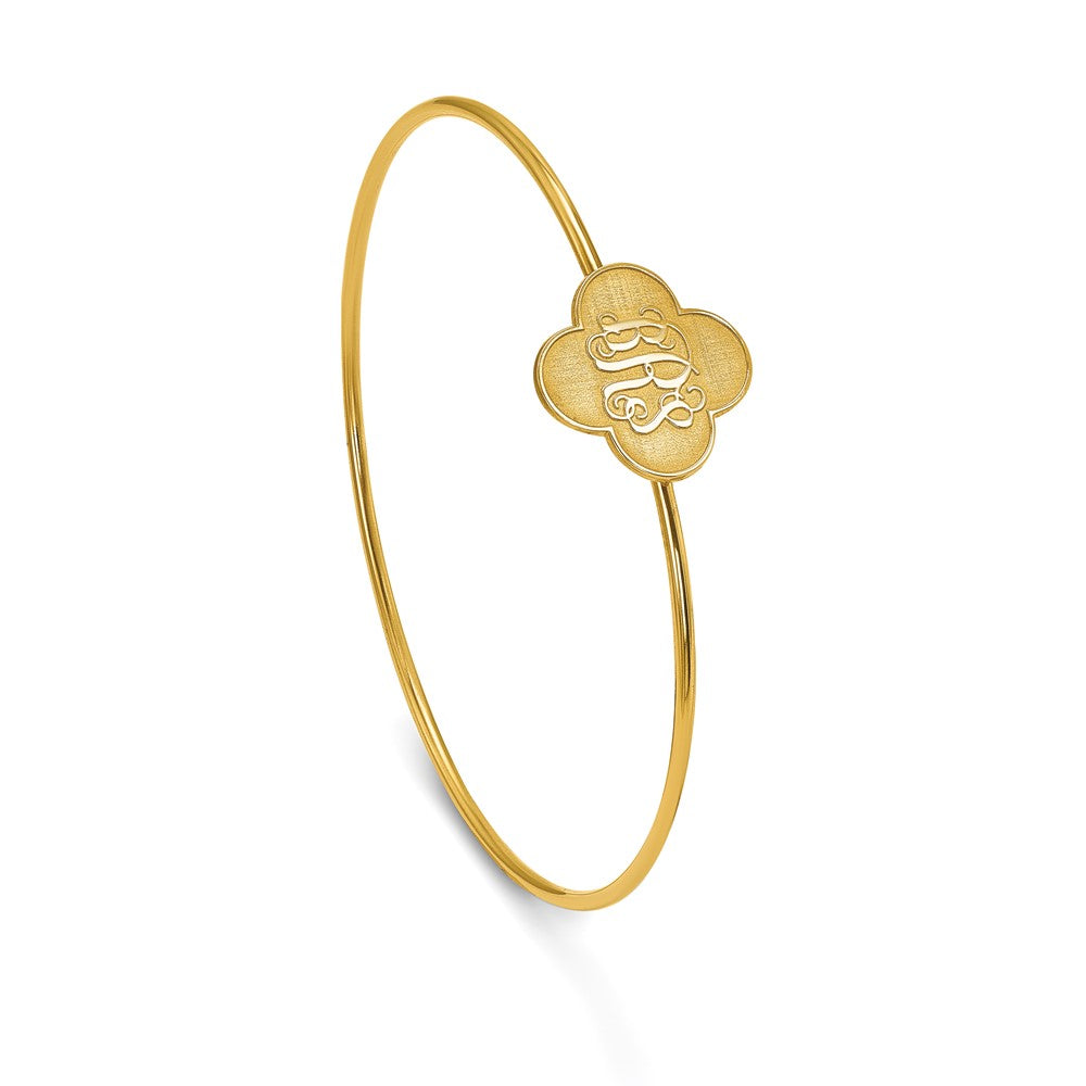 Vergoldet Sterlingsilber /gold Klee Monogramm Schieber auf Armreif