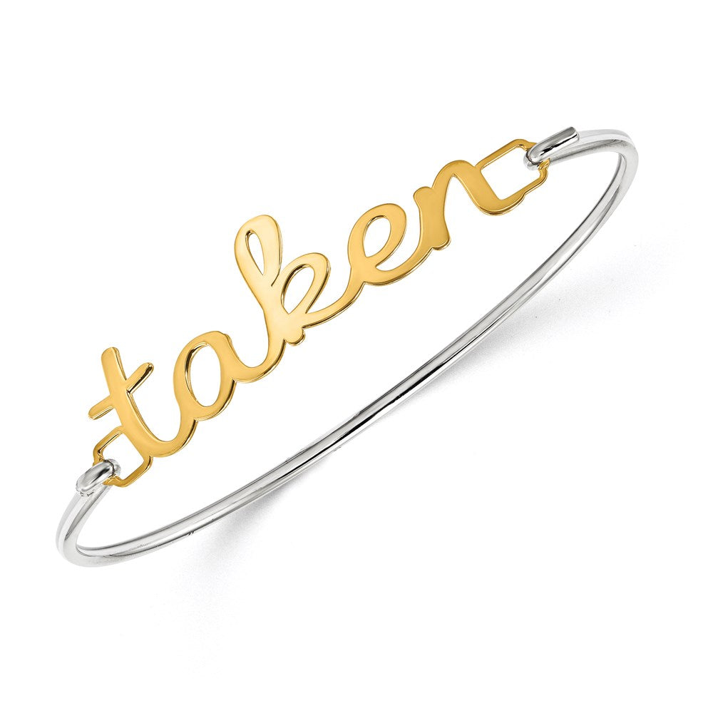 14K Gelbgold Name Platte auf Sterlingsilber Armreif