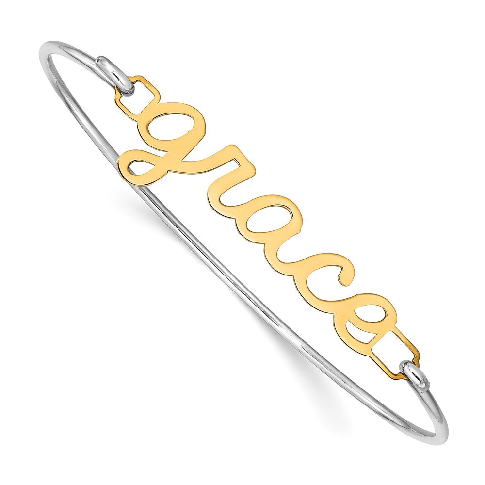 14K Gelbgold Name Platte auf Sterlingsilber Armreif
