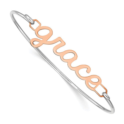 Roségoldbeschichtet Name Platte auf Sterlingsilber Armreif