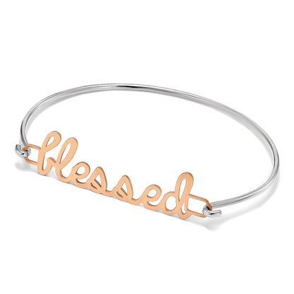 Roségoldbeschichtet Name Platte auf Sterlingsilber Armreif
