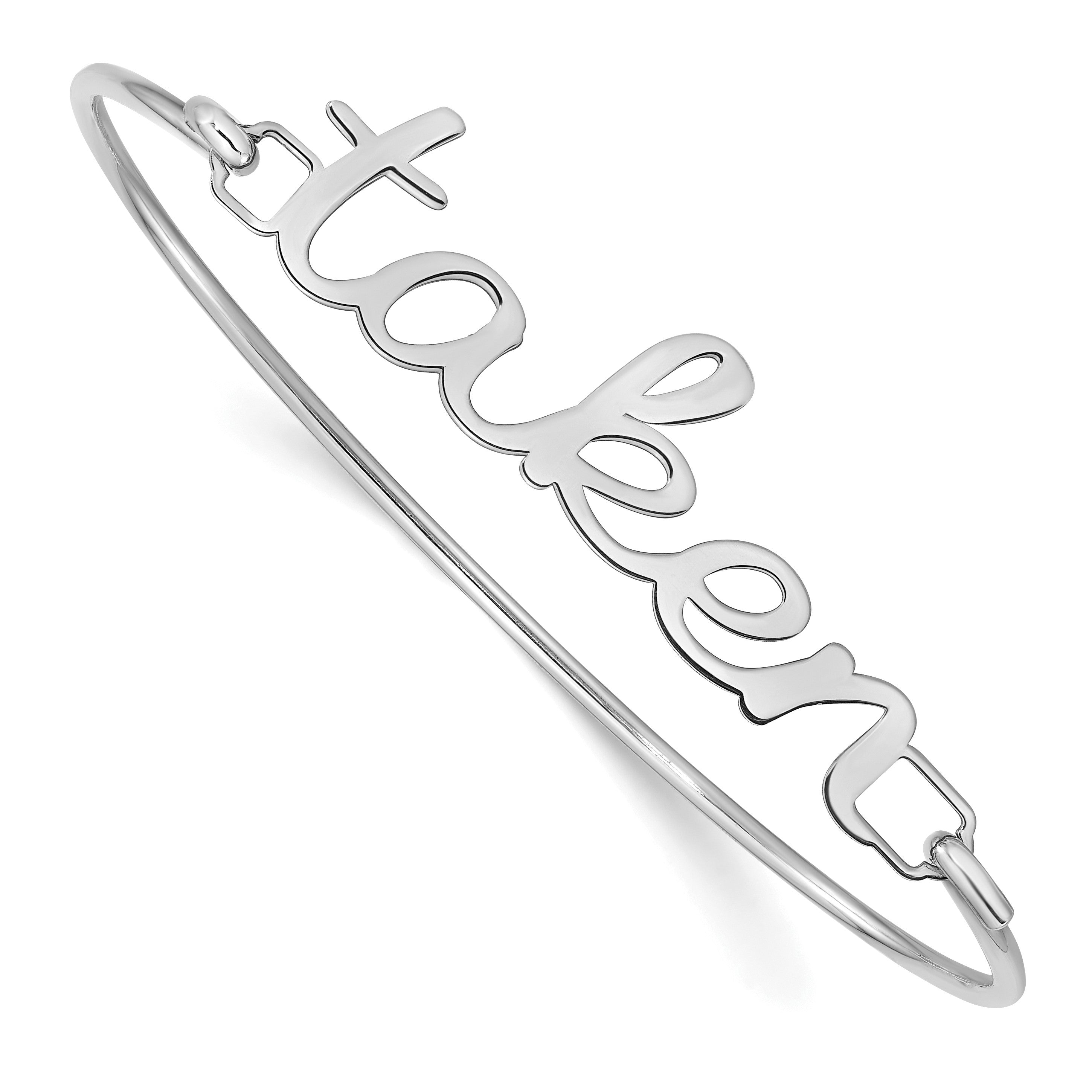 14K Weißgold Name Platte auf Sterlingsilber Armreif