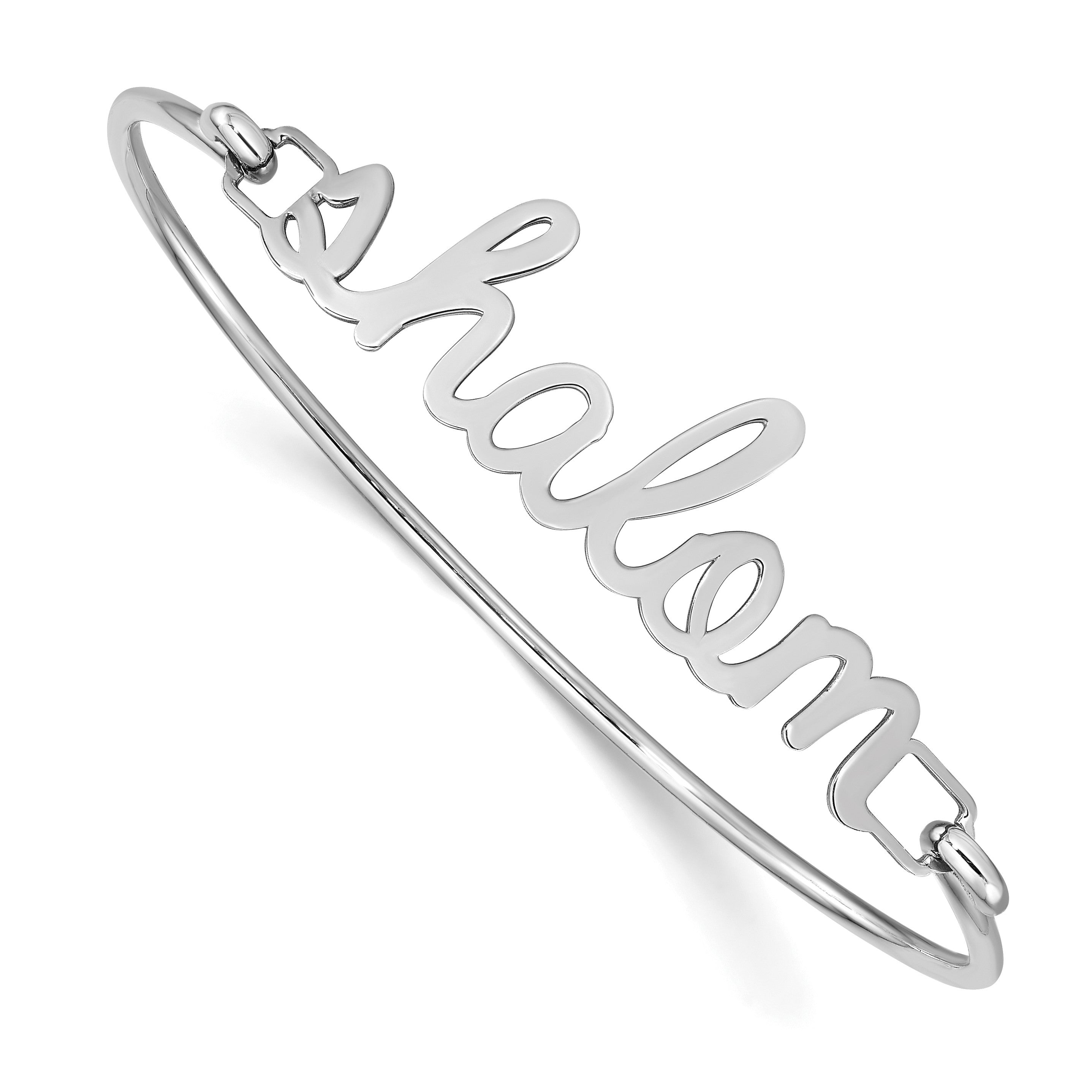14K Weißgold Name Platte auf Sterlingsilber Armreif