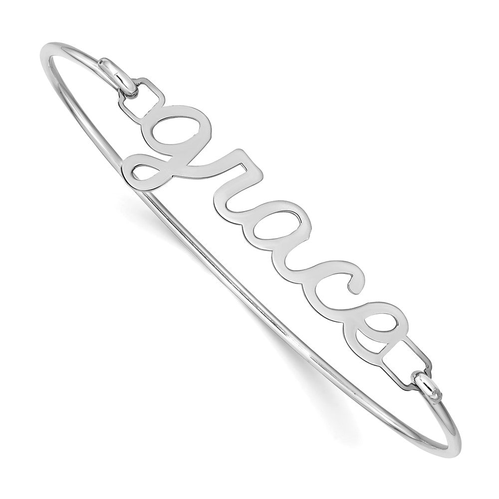 14K Weißgold Name Platte auf Sterlingsilber Armreif