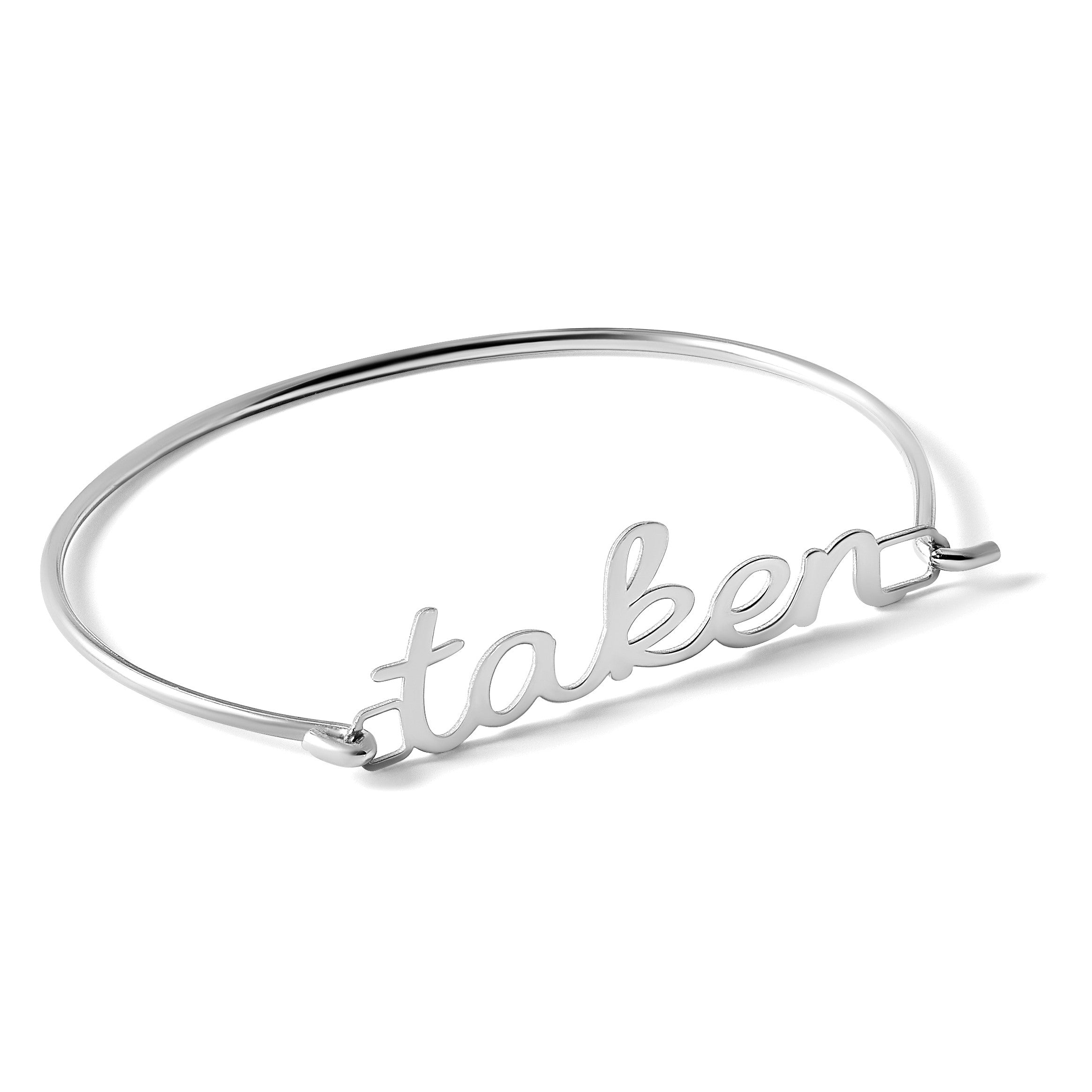 14K Weißgold Name Platte auf Sterlingsilber Armreif