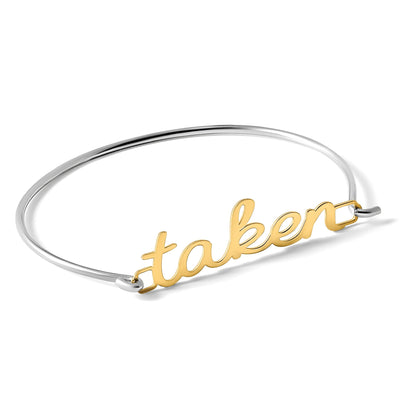 14K Gelbgold Name Platte auf Sterlingsilber Armreif