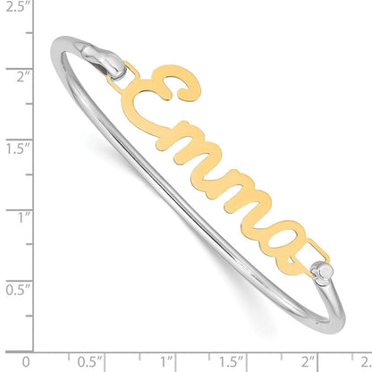 14K Gelbgold Name Platte auf Sterlingsilber Armreif