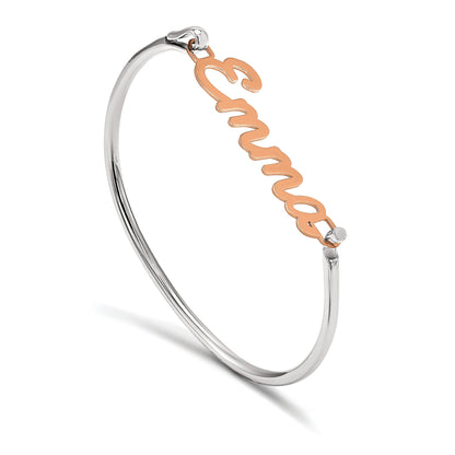 Roségoldbeschichtet Name Platte auf Sterlingsilber Armreif