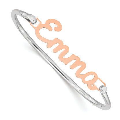 Roségoldbeschichtet Name Platte auf Sterlingsilber Armreif