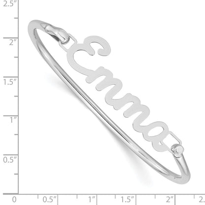 14K Weißgold Name Platte auf Sterlingsilber Armreif